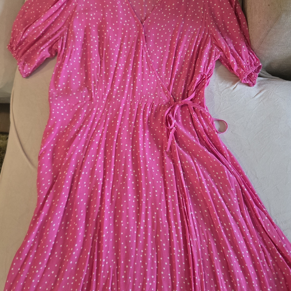 a new day Bright Pink Polka Dot Dress